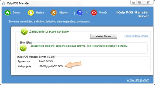 Kód spojenia pre nastavenie registračnej pokladne v POS Mobile Kód spojenia pre nastavenie registračnej pokladne v POS Mobile