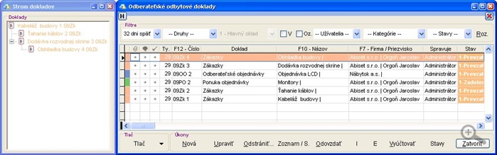 Odberateľské doklady - strom dokladov strom_dokladov