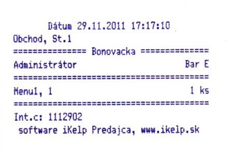 Tlač objedn&aacute;vky do kuchyne (bonovačka)