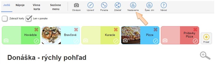 Donáška - Nastavenia v menu aplikácie Donáška - Nastavenia v menu aplikácie