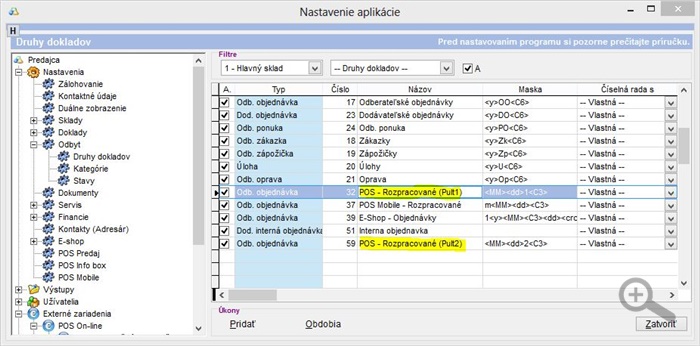 Nastavenie druhov dokladov pre rozpracované doklady na POS Pokladni.