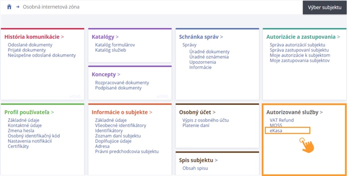 eKasa menu