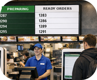 Fast food system - ordering, preparing and serving meals
