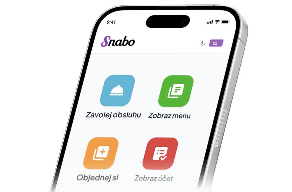 Aplikace Snabo v mobilu - menu, objedn&aacute;vka a platba