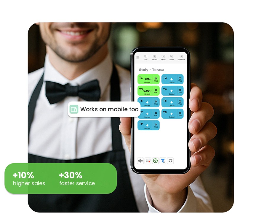iKelp POS Mobile mobile waiter on a POS terminal