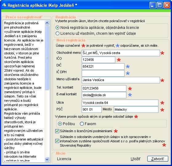 Registrácia aplikácie - objednávka registracia-aplikacie