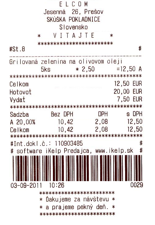 POS Pokladňa - účtenka POS Pokladňa - účtenka
