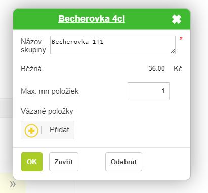 Definování účtované karty do akce 1 + 1 Definování účtované karty do akce 1 + 1