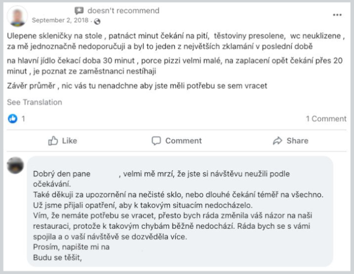 Recenzia a reakcia reštaurácie