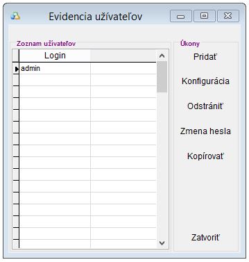 Formulár evidencie užívateľov Formulár evidencie užívateľov
