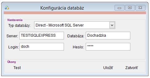 Konfigurácia pripojenia na databázový server Konfigurácia pripojenia na databázový server
