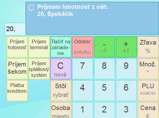 Aplikácia čaká na zaslanie hmotnosti tovaru z váhy Cakanie aplikacie na zaslanie hmotnosti tovaru z preddefinovanej vahy