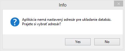 Vyber adresara pre ukladanie databaz