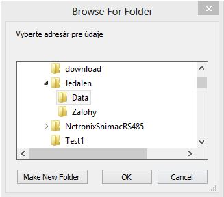 Vyber adresara s datami aplikacie