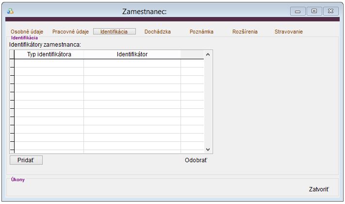 Údaje zamestnanca - Identifikácia Údaje zamestnanca - Identifikácia
