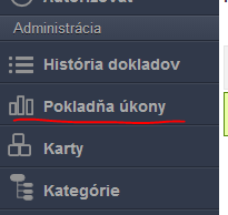 Menu Pokladňa úkony