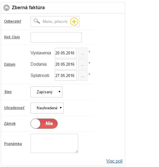 Nová Zberná faktúra Nová Zberná faktúra