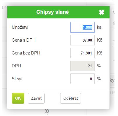 Přidání položky do dokladu Přidání položky do dokladu