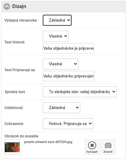 Nastavenia výdajného displeja Nastavenia výdajného displeja
