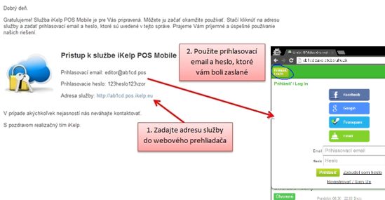Prvé prihlásenie do služby iKelp POS Mobile