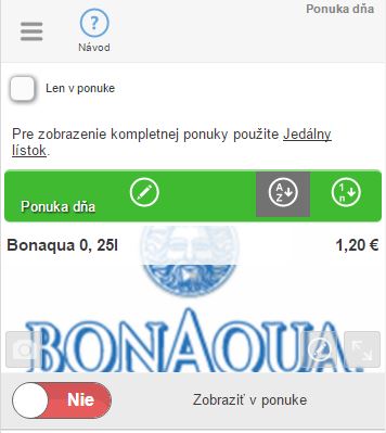 Zobrazenie Ponuky dňa v aplikácii Zobrazenie Ponuky dňa v aplikácii