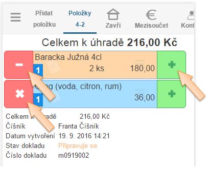 Úprava množství na položkách dokladu Úprava množství na položkách dokladu