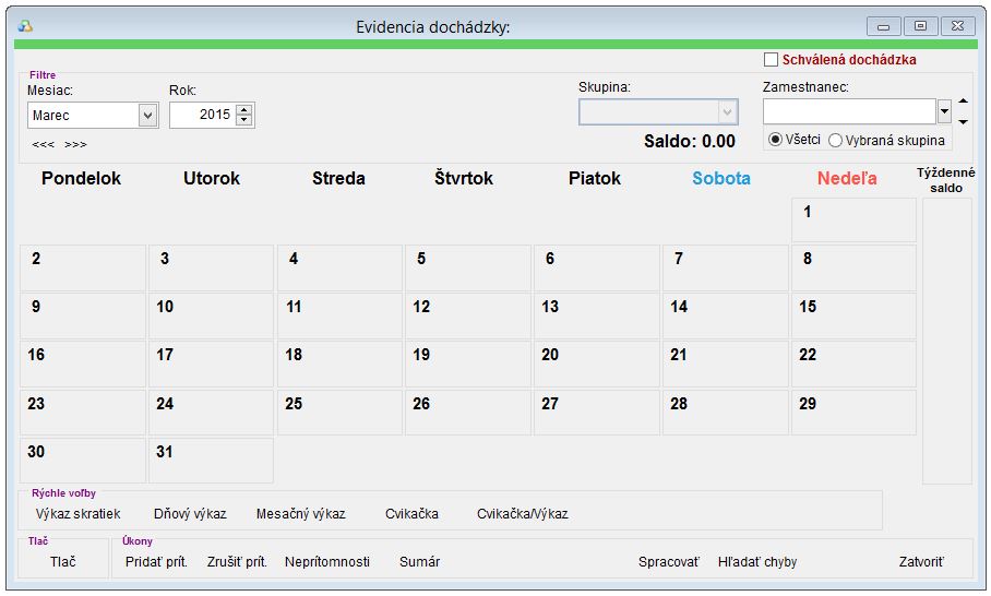 Formulár evidencie dochádzky Formulár evidencie dochádzky
